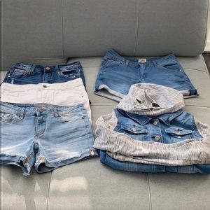 Denim shorts and denim jacket